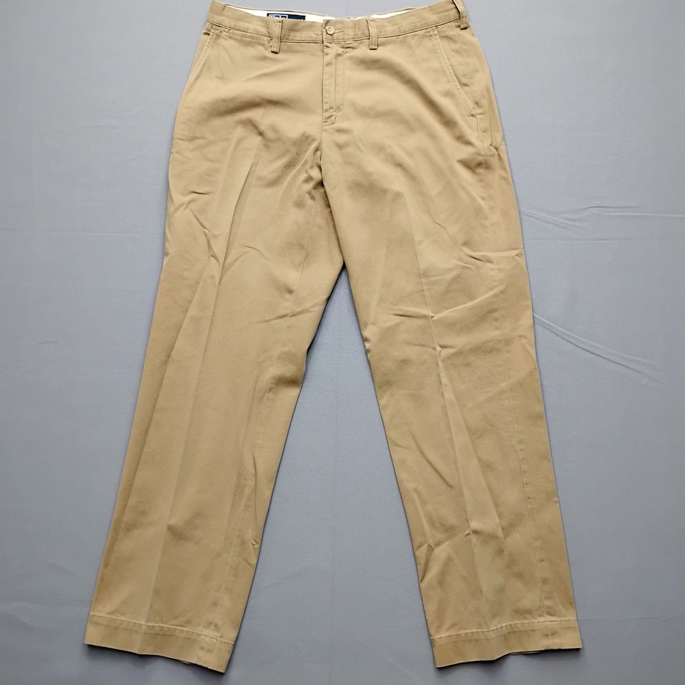Polo Ralph Lauren Preston Pant Mens 34x32 Khaki Tan Cotton Twill Chino Trousers